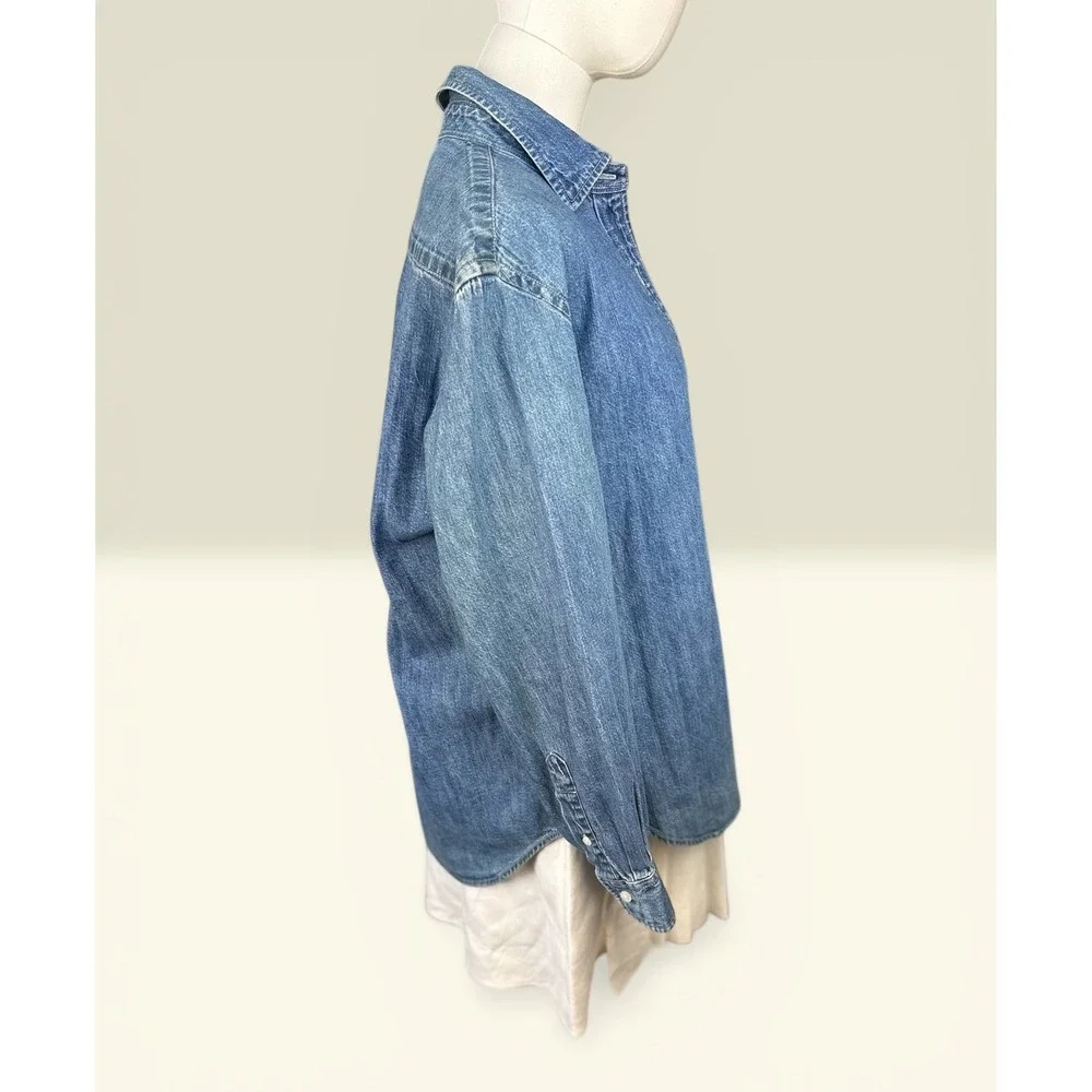 Lauren Jeans Co Ralph Lauren VTGE Denim Shirt SZ SM Blue Crest Logo Button Down - Picture 3 of 12